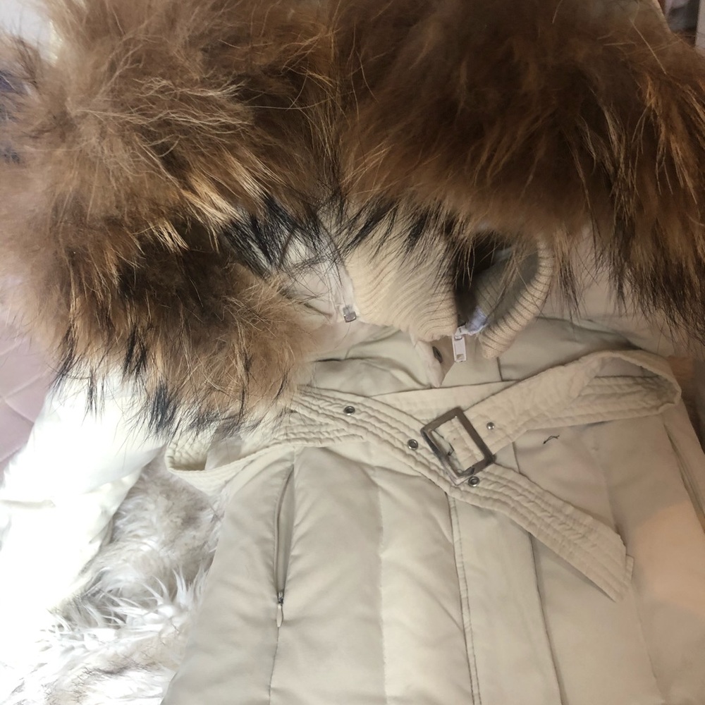 Manteau 100% duvet, capuche vraie fourrure renard